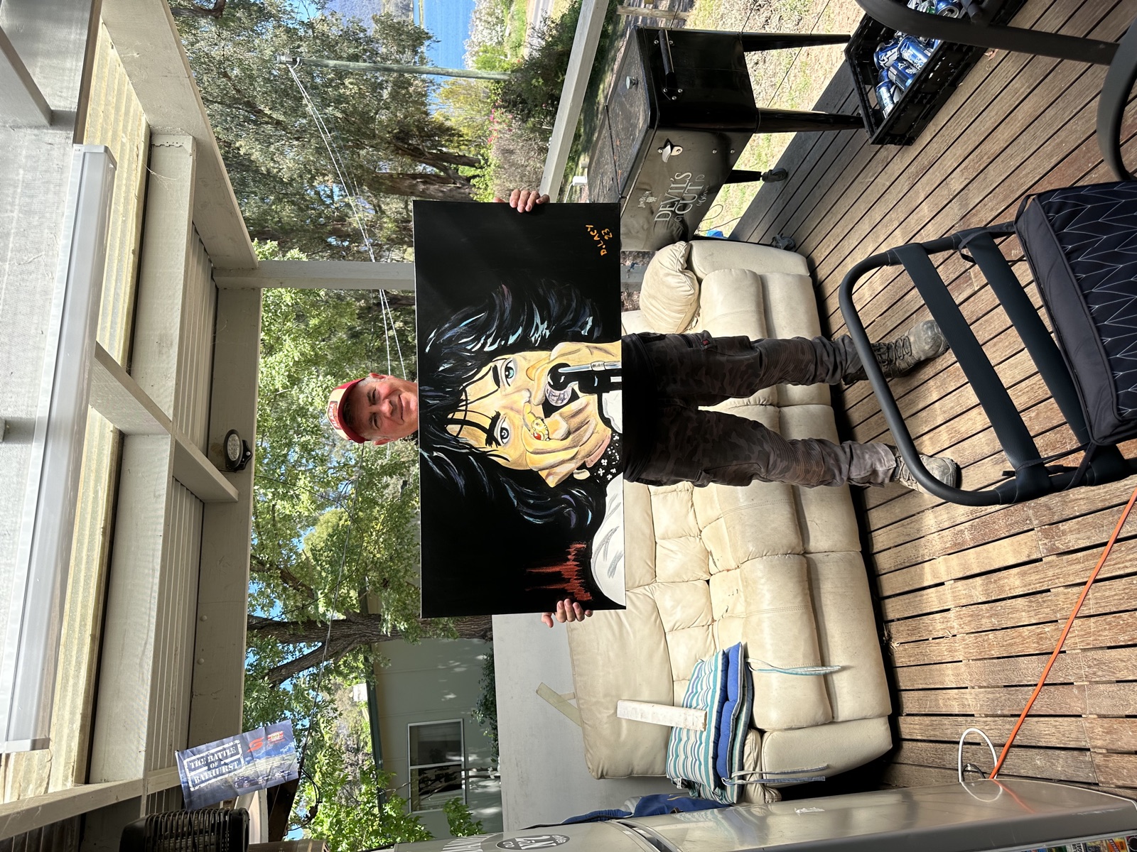 David Lacy with his artwork